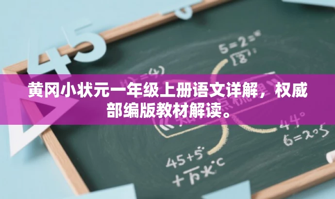 黄冈小状元一年级上册语文详解，权威部编版教材解读。