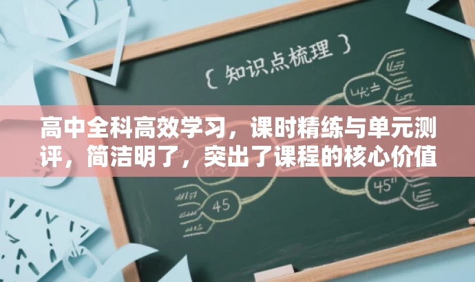 高中全科高效学习，课时精练与单元测评，简洁明了，突出了课程的核心价值（高中全科学习），强调了高效学习的方式（45分钟课时作业），并且提到了单元测评，符合目标人群（高中生）的需求，具有吸引力。