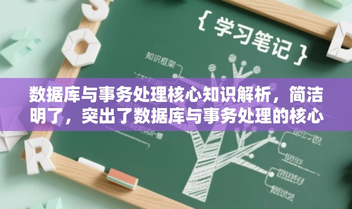 数据库与事务处理核心知识解析,简洁明了,突出了数据库与事务处理的核心价值,同时使用了吸引眼球的词汇和表述方式,以吸引目标人群的注意力。 数据库与事务处理核心知识解析,简洁明了,突出了数据库与事务处理的核心价值,同时使用了吸引眼球的词汇和表述方式,以吸引目标人群的注意力。