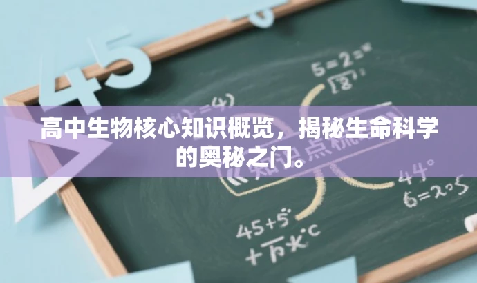 高中生物核心知识概览,揭秘生命科学的奥秘之门。 高中生物核心知识概览,揭秘生命科学的奥秘之门。