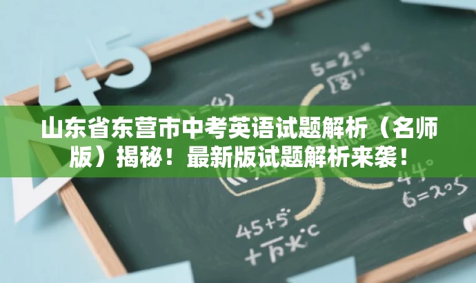 山东省东营市中考英语试题解析(名师版)揭秘!最新版试题解析来袭! 山东省东营市中考英语试题解析(名师版)揭秘!最新版试题解析来袭!