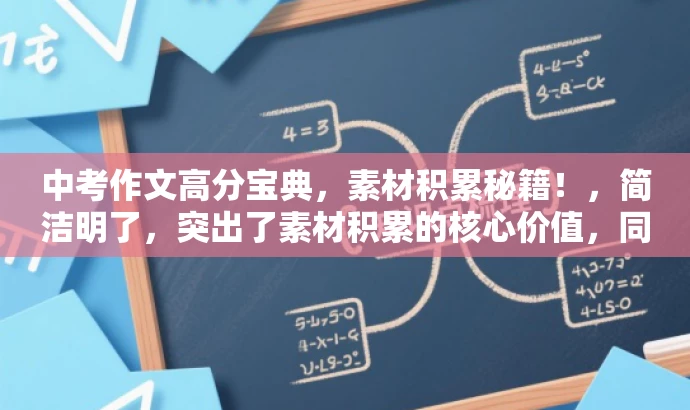 中考作文高分宝典,素材积累秘籍!,简洁明了,突出了素材积累的核心价值,同时使用了高分宝典和秘籍等词汇来吸引目标人群的注意力,语言简洁而有吸引力。 中考作文高分宝典,素材积累秘籍!,简洁明了,突出了素材积累的核心价值,同时使用了高分宝典和秘籍等词汇来吸引目标人群的注意力,语言简洁而有吸引力。
