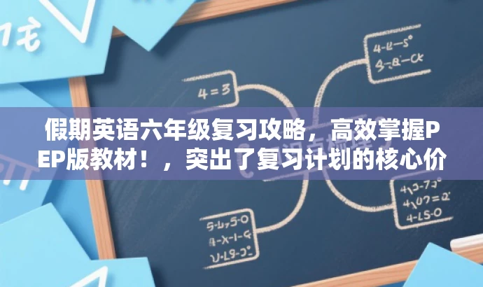 假期英语六年级复习攻略,高效掌握PEP版教材!,突出了复习计划的核心价值(高效掌握教材),同时使用了具有吸引力的语言,适配了目标人群(六年级学生和家长)的需求。 假期英语六年级复习攻略,高效掌握PEP版教材!,突出了复习计划的核心价值(高效掌握教材),同时使用了具有吸引力的语言,适配了目标人群(六年级学生和家长)的需求。