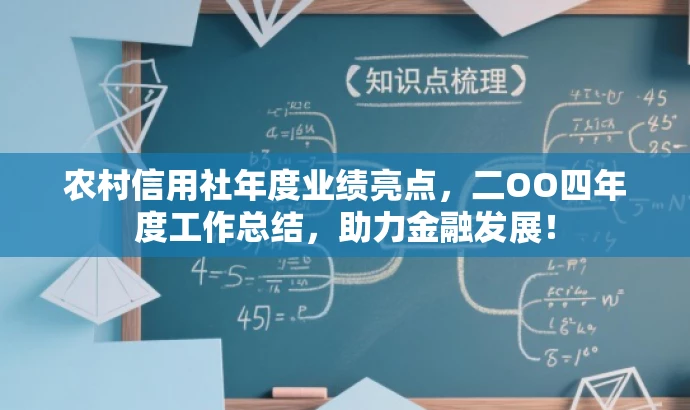 农村信用社年度业绩亮点，二OO四年度工作总结，助力金融发展！