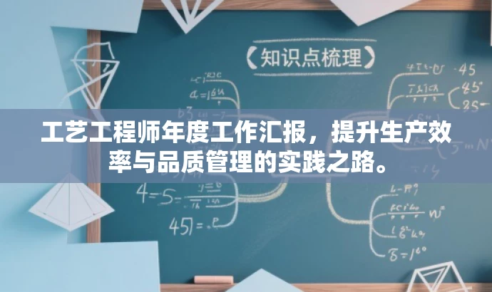 工艺工程师年度工作汇报,提升生产效率与品质管理的实践之路。 工艺工程师年度工作汇报,提升生产效率与品质管理的实践之路。
