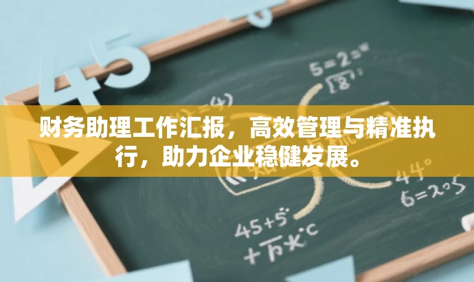 财务助理工作汇报,高效管理与精准执行,助力企业稳健发展。 财务助理工作汇报,高效管理与精准执行,助力企业稳健发展。