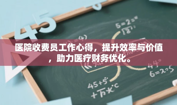 医院收费员工作心得,提升效率与价值,助力医疗财务优化。 医院收费员工作心得,提升效率与价值,助力医疗财务优化。
