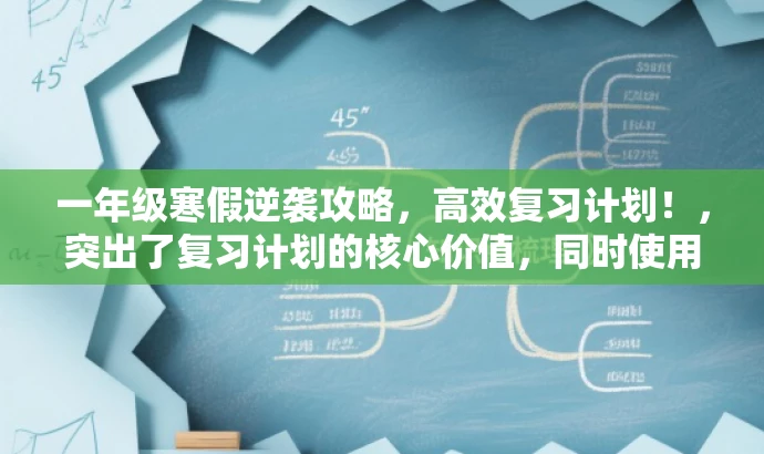 一年级寒假逆袭攻略，高效复习计划！，突出了复习计划的核心价值，同时使用了具有吸引力的语言，适配了小学生及其家长的需求，能在短时间内吸引目标人群的注意力。