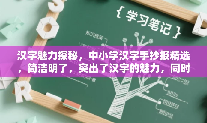 汉字魅力探秘,中小学汉字手抄报精选,简洁明了,突出了汉字的魅力,同时强调了手抄报的主题和内容,适合吸引中小学生的注意力。 汉字魅力探秘,中小学汉字手抄报精选,简洁明了,突出了汉字的魅力,同时强调了手抄报的主题和内容,适合吸引中小学生的注意力。