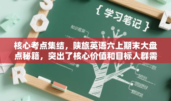 核心考点集结，陕旅英语六上期末大盘点秘籍，突出了核心价值和目标人群需求，同时语言简洁且具有吸引力。