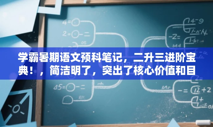 学霸暑期语文预科笔记，二升三进阶宝典！，简洁明了，突出了核心价值和目标人群需求，同时使用了吸引人的语言，能够引起潜在用户的兴趣和好奇心。