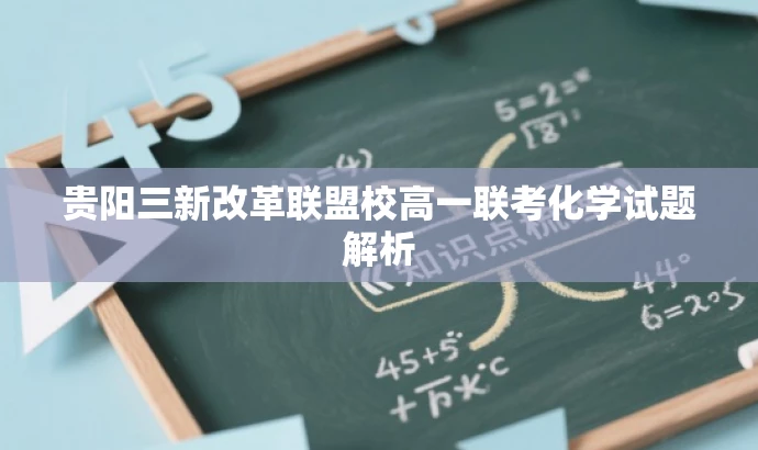 贵阳三新改革联盟校高一联考化学试题解析 贵阳三新改革联盟校高一联考化学试题解析