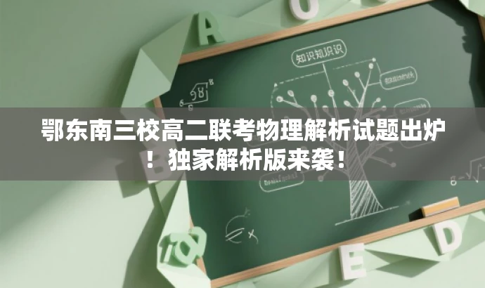 鄂东南三校高二联考物理解析试题出炉!独家解析版来袭! 鄂东南三校高二联考物理解析试题出炉!独家解析版来袭!