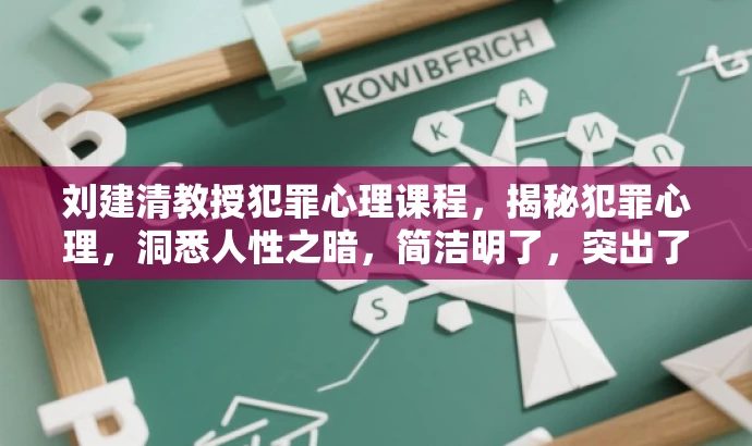 刘建清教授犯罪心理课程,揭秘犯罪心理,洞悉人性之暗,简洁明了,突出了课程的核心价值,即研究犯罪心理,同时用揭秘和洞悉等词汇来吸引目标人群的注意力。 刘建清教授犯罪心理课程,揭秘犯罪心理,洞悉人性之暗,简洁明了,突出了课程的核心价值,即研究犯罪心理,同时用揭秘和洞悉等词汇来吸引目标人群的注意力。