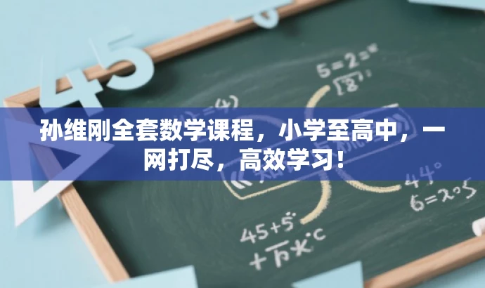 孙维刚全套数学课程，小学至高中，一网打尽，高效学习！