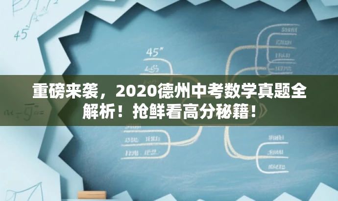 重磅来袭，2020德州中考数学真题全解析！抢鲜看高分秘籍！