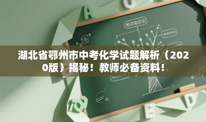 湖北省鄂州市中考化学试题解析(2020版)揭秘!教师必备资料! 湖北省鄂州市中考化学试题解析(2020版)揭秘!教师必备资料!