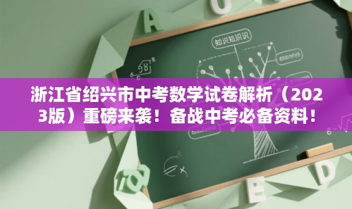 浙江省绍兴市中考数学试卷解析(2023版)重磅来袭!备战中考必备资料! 浙江省绍兴市中考数学试卷解析(2023版)重磅来袭!备战中考必备资料!