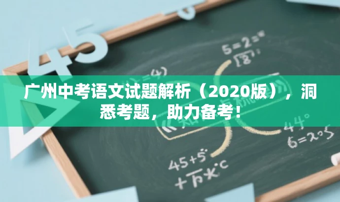 广州中考语文试题解析(2020版),洞悉考题,助力备考! 广州中考语文试题解析(2020版),洞悉考题,助力备考!