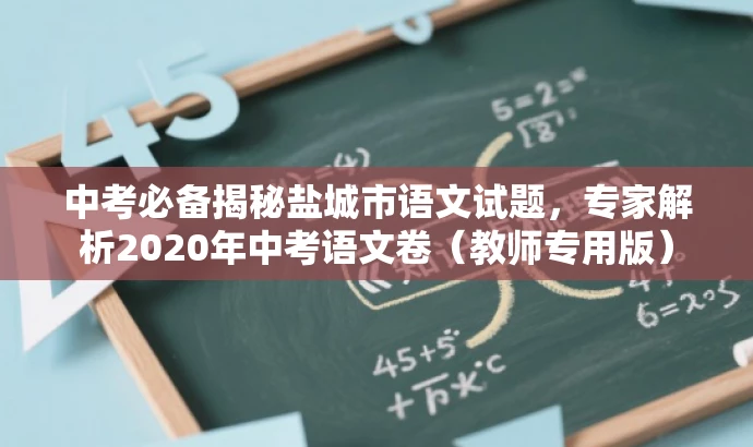中考必备揭秘盐城市语文试题,专家解析2020年中考语文卷(教师专用版) 中考必备揭秘盐城市语文试题,专家解析2020年中考语文卷(教师专用版)
