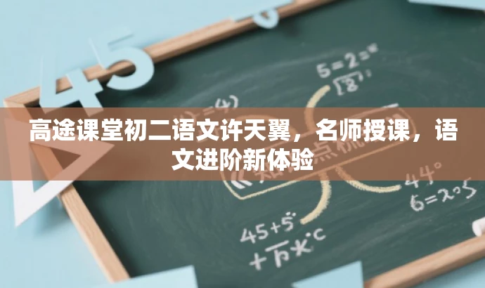 高途课堂初二语文许天翼,名师授课,语文进阶新体验 高途课堂初二语文许天翼,名师授课,语文进阶新体验