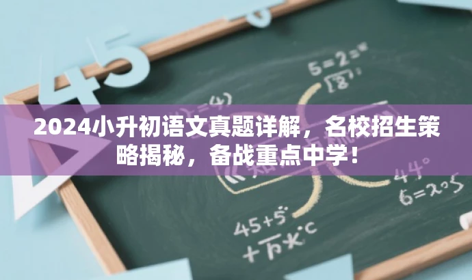 2024小升初语文真题详解,名校招生策略揭秘,备战重点中学! 2024小升初语文真题详解,名校招生策略揭秘,备战重点中学!