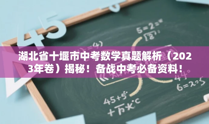 湖北省十堰市中考数学真题解析(2023年卷)揭秘!备战中考必备资料! 湖北省十堰市中考数学真题解析(2023年卷)揭秘!备战中考必备资料!